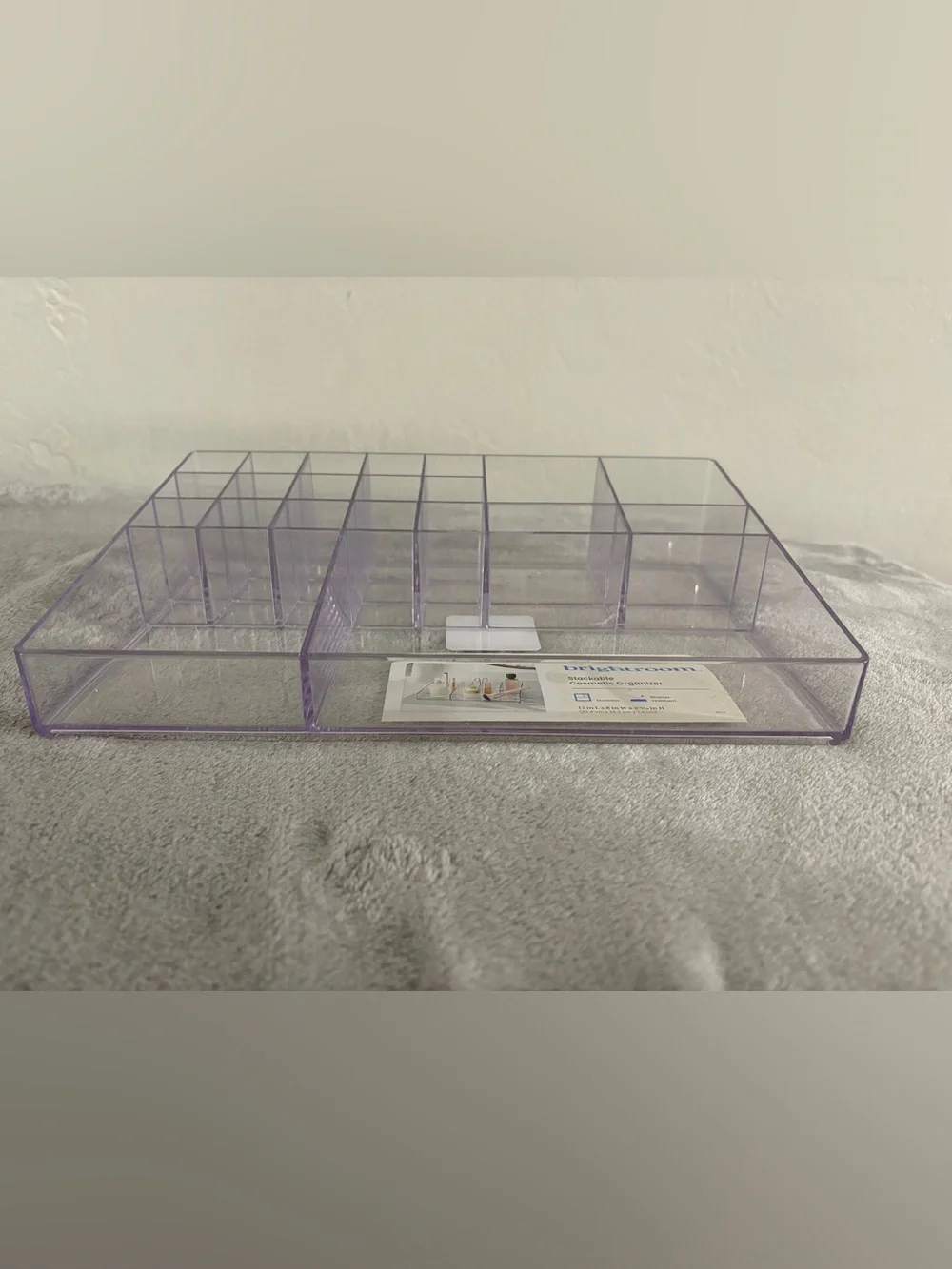 Clear Lavender Acrylic Makeup Organizer - Multi-Compartment Storage